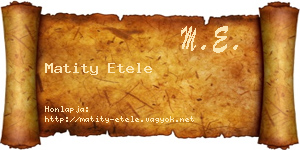 Matity Etele névjegykártya
